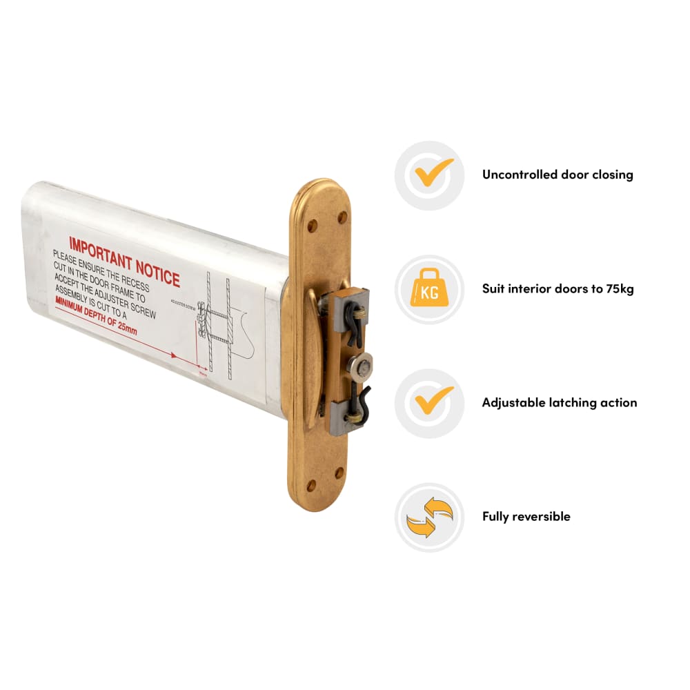 Perkomatic R85 Hydraulic Concealed Door Closer - Brass