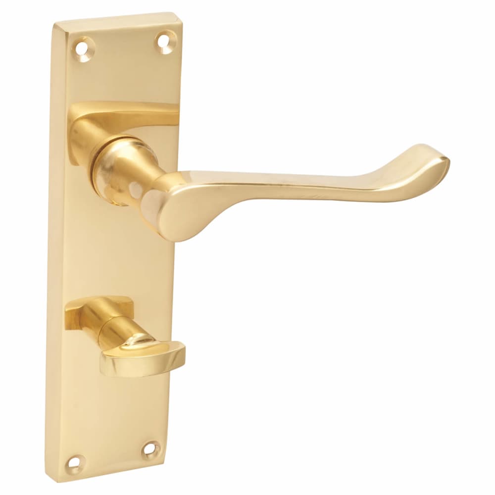 Touchpoint Victorian Scroll Bathroom Door Handle - 155 x 42mm - Polished Brass