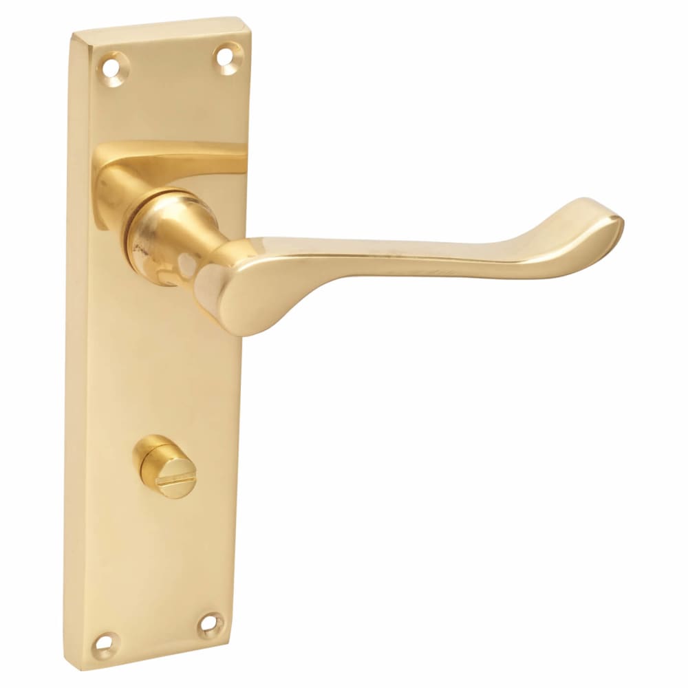 Touchpoint Victorian Scroll Bathroom Door Handle - 155 x 42mm - Polished Brass