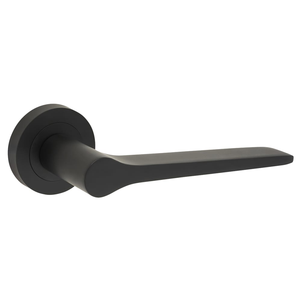 Jedo by Frelan Geo Door Handle on Rose - Matt Black