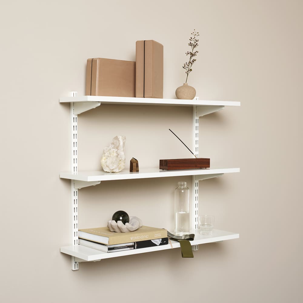 elfa Twin Slot Shelving System - Shelf Bracket for Solid Shelving - 370mm Length - White