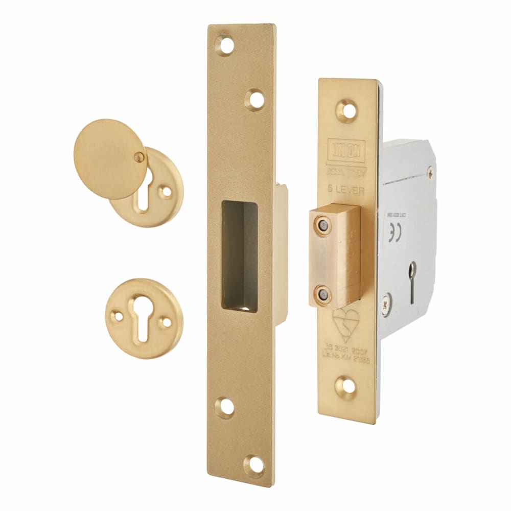UNION 3G114E BS3621:2007 Heavy Duty Deadlock - 67mm Case - 40mm Backset - Polished Brass