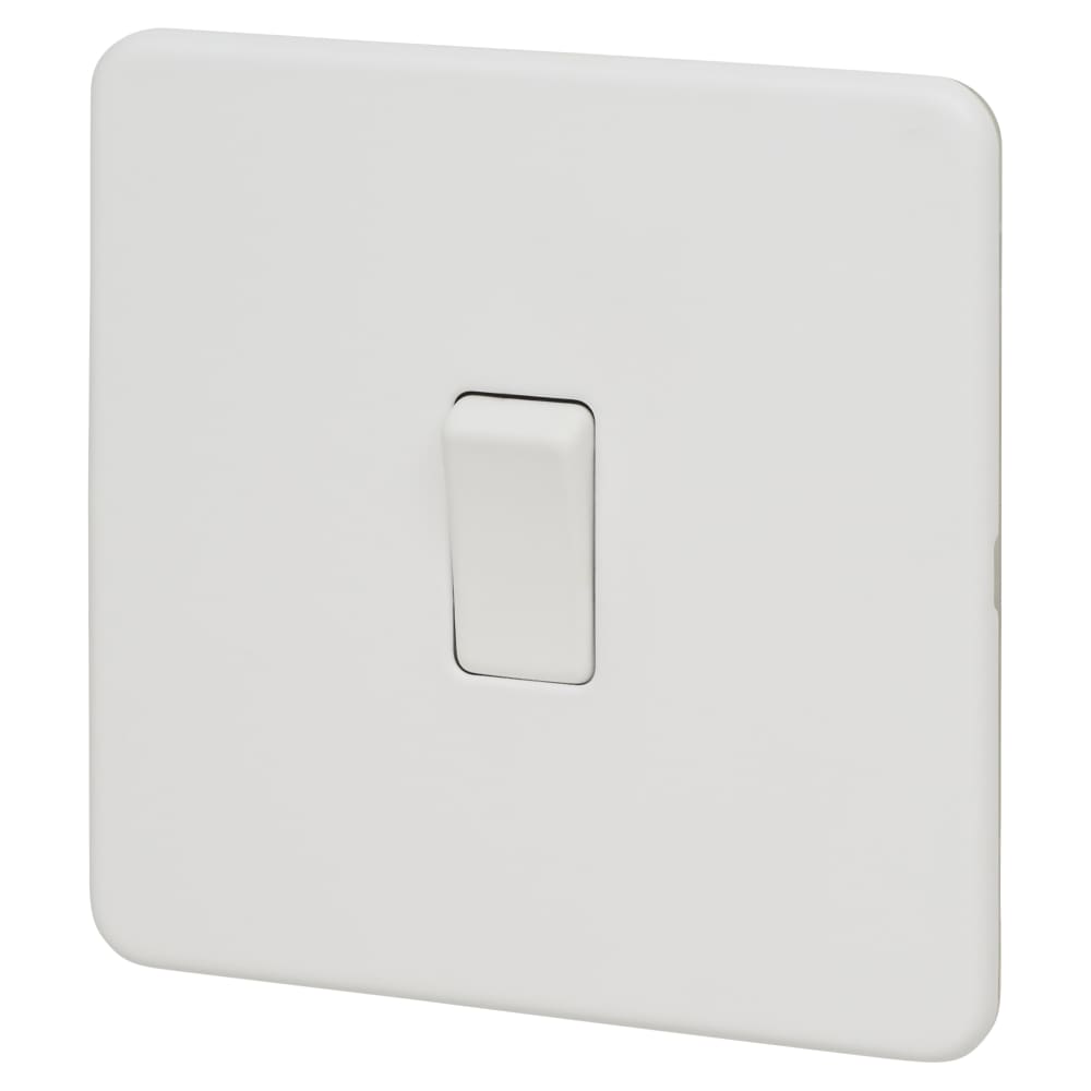 Knightsbridge 10AX 1 Gang 2 Way Screwless Flat Plate Light Switch - Matt White