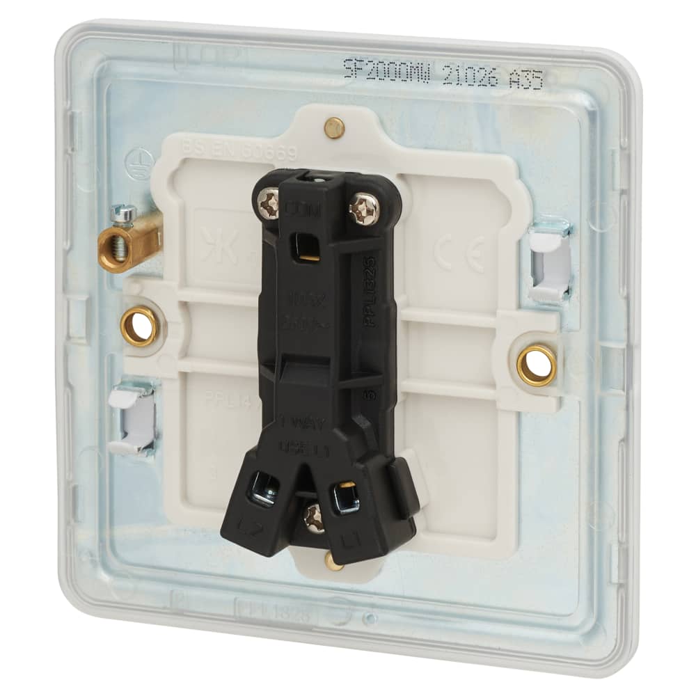 Knightsbridge 10AX 1 Gang 2 Way Screwless Flat Plate Light Switch - Matt White
