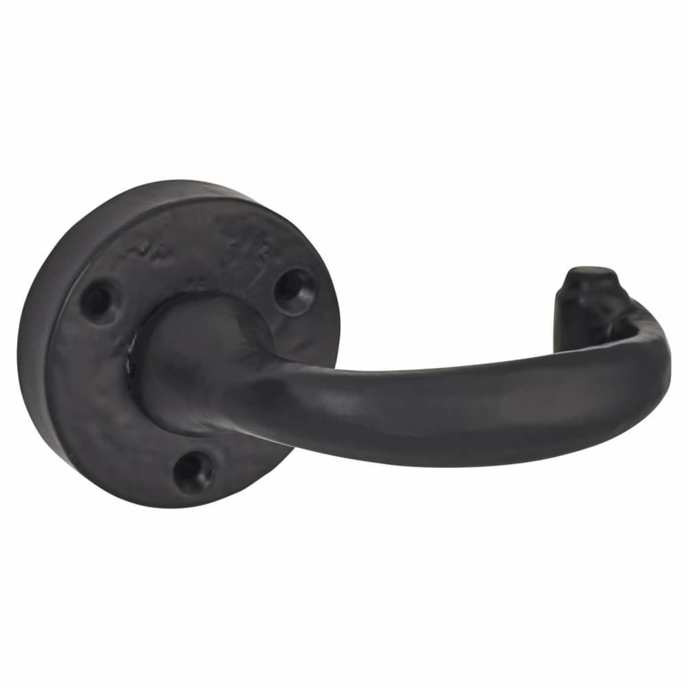 Olde Forge Windsor Door Handle on Rose - Antique Black Iron
