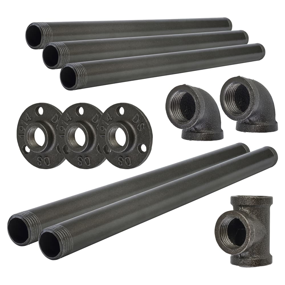 Altro 3/4" Long Pipe Wardrobe Rail Kit - Grey