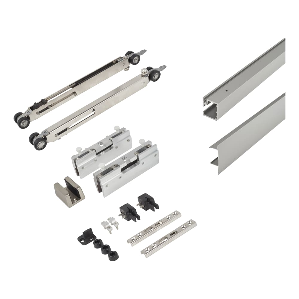 Klug Softslide 90 Soft Open/Close Glass Sliding Door Kit - 2000mm Track - 8-12mm Glass - 90kg Door