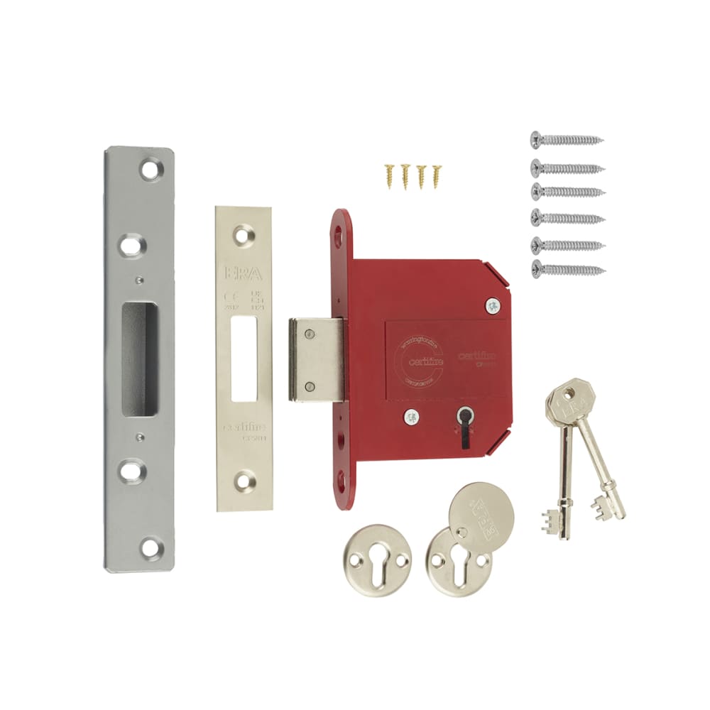 ERA Fortress BS3621:2017 5 Lever Deadlock - 79mm Case - 56mm Backset - Satin Chrome