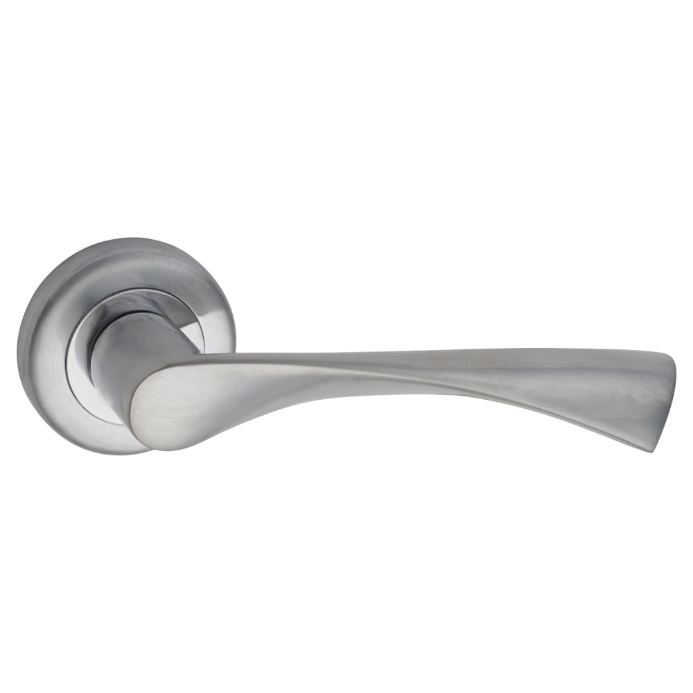 Altro Knightsbridge Door Handle on Rose - Satin/Polished Chrome