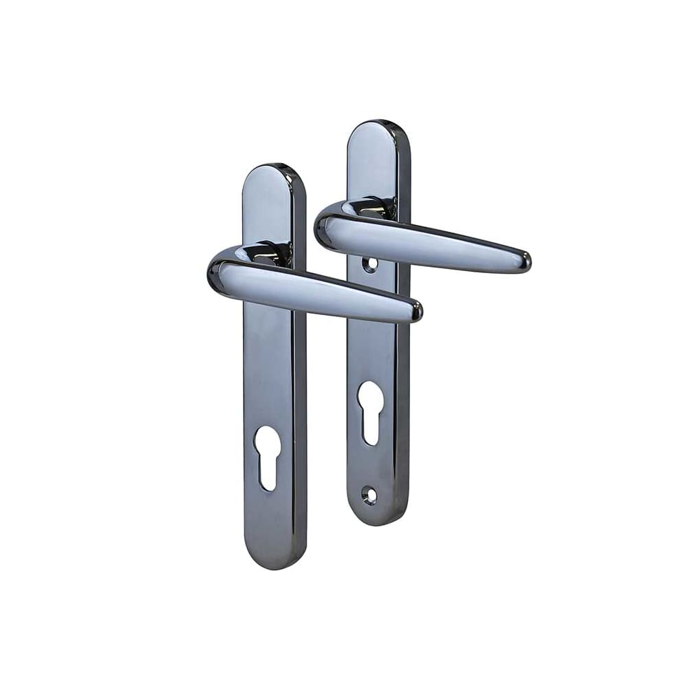 Trojan Sparta uPVC Multipoint Door Handle - Short Plate - 92mm c/c - Chrome