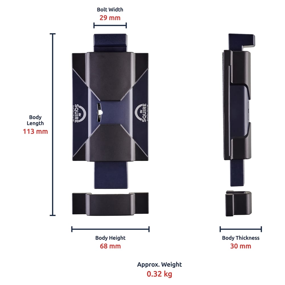Squire KeyBolt - 113 x 68mm - Grey