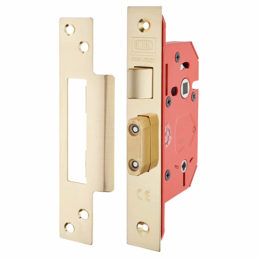 UNION 22WCS StrongBOLT Bathroom Lock - 68mm Case - 45mm Backset - Polished Brass