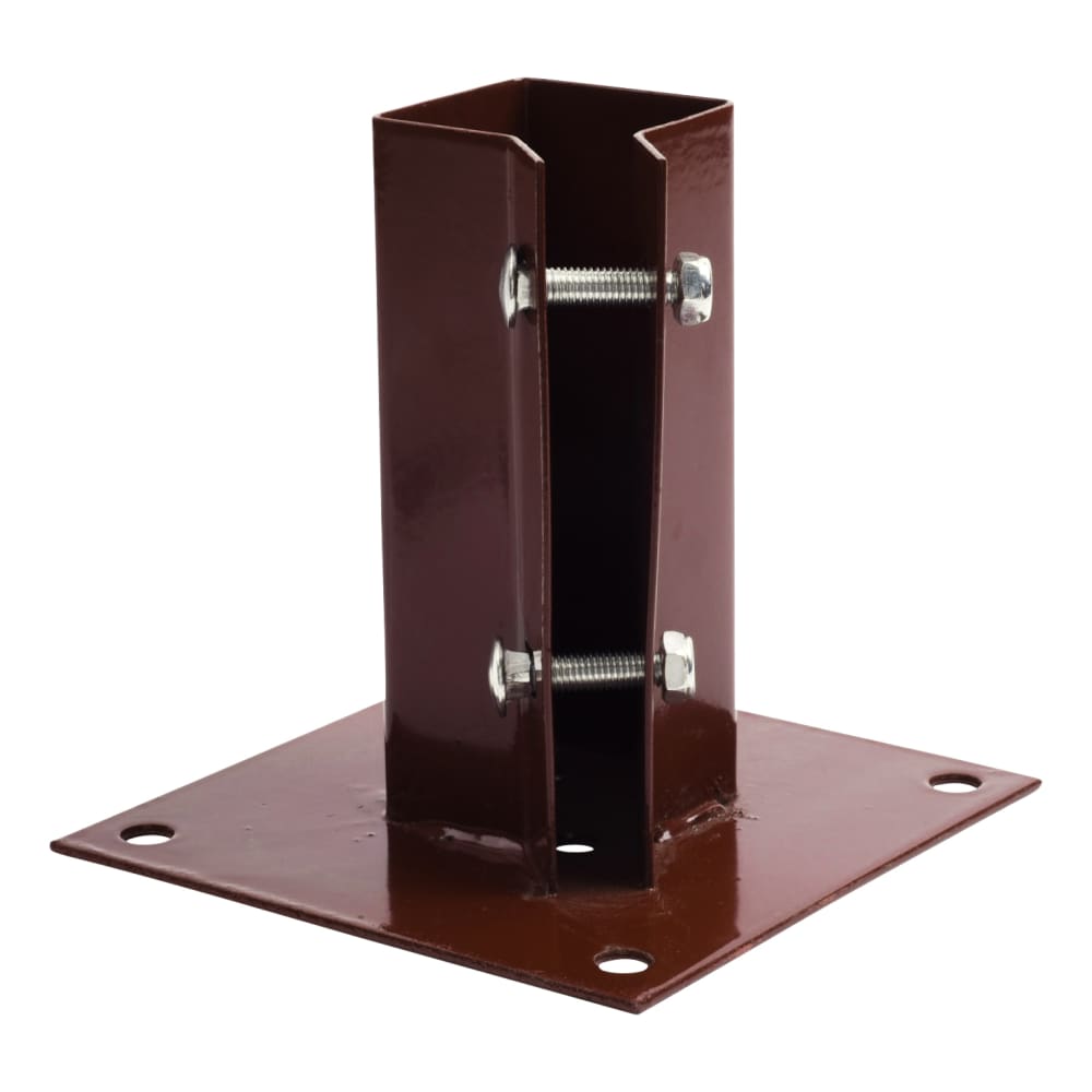 TIMCO Bolt Down Fence Post Shoe - Bolt Secure - 50 x 50mm - Oxide Red