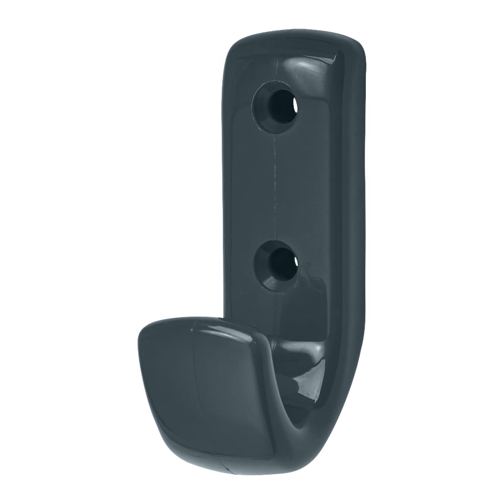 Hoppe AR618 Nylon Single Coat Hook Face Fix - 62 x 20 x 35mm - Anthracite Grey