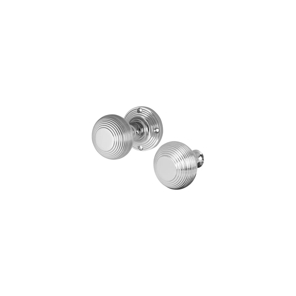 Reeded Rim Door Knob - Polished Chrome, IronmongeryDirect