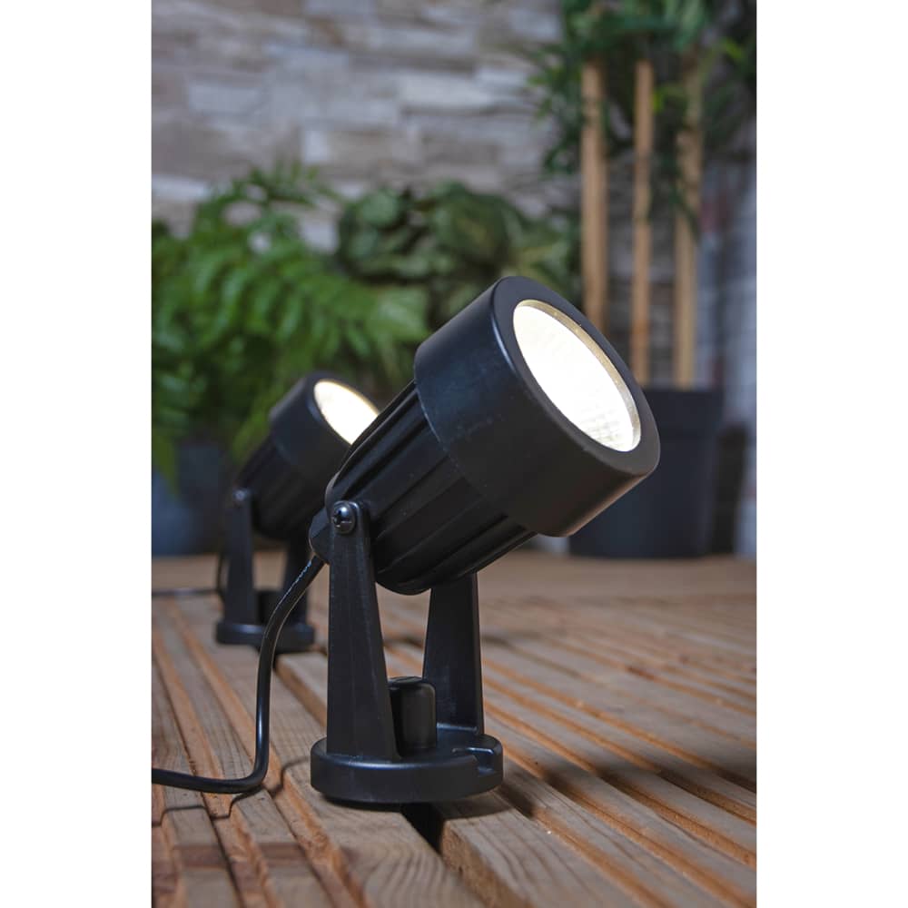 Forum Zink Lapin 3W LED Ground Spike Garden Light Kit - IP65 - 4000K Cool White - Black - Pack of 4 