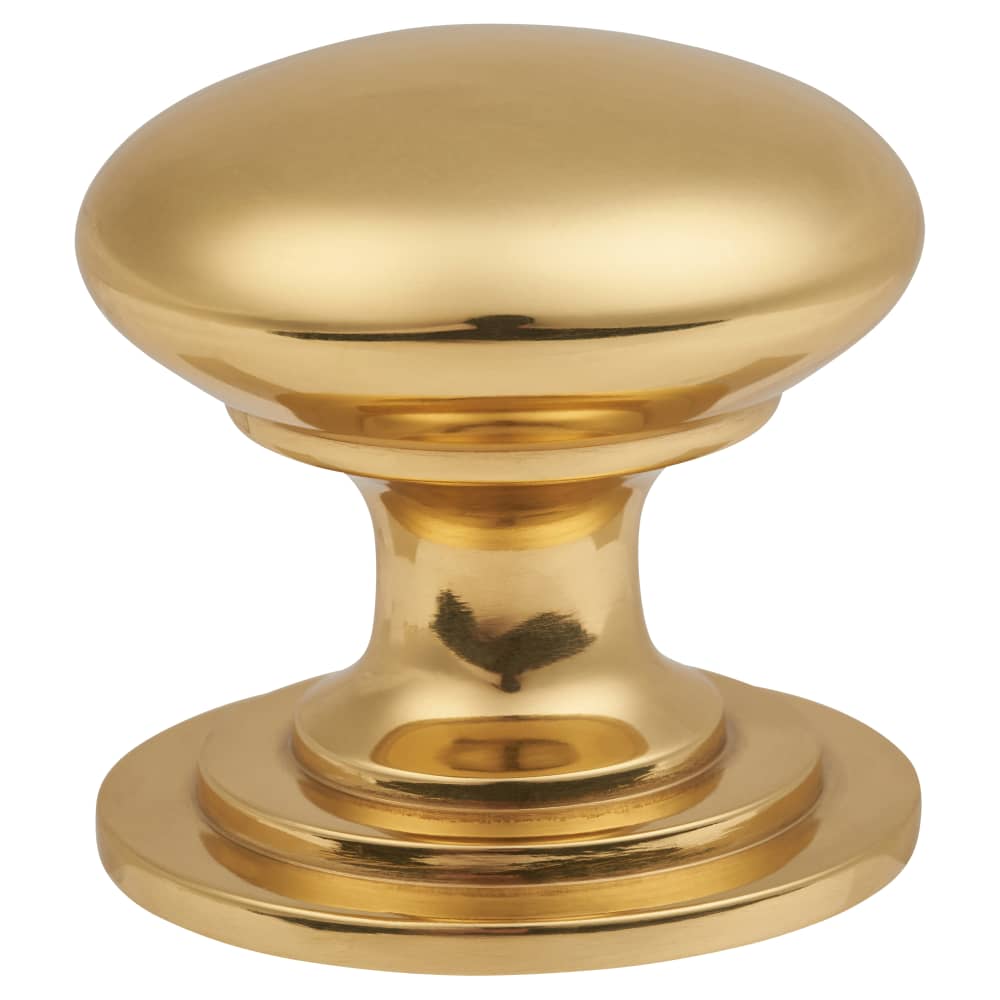 Altro Victorian Turned Round Cabinet Knob - 44mm Diameter - Polished Brass