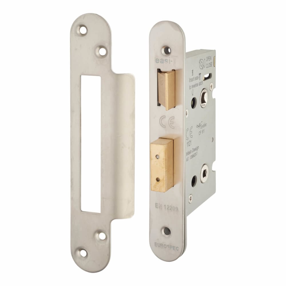 Hampstead Architectural Bathroom Lock - 65mm Case - 44mm Backset - Radius - Satin Stainless Steel