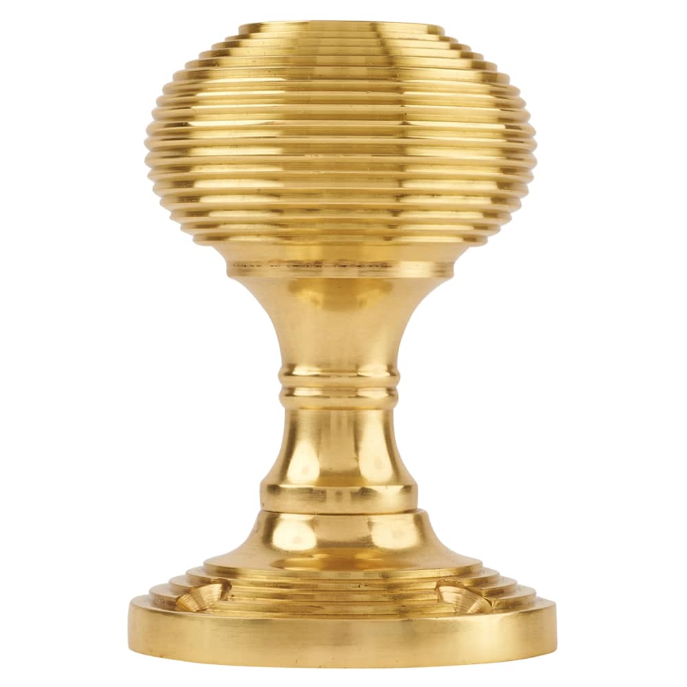 Altro Reeded Beehive Mortice Door Knob - 60mm Rose Diameter - Polished Brass