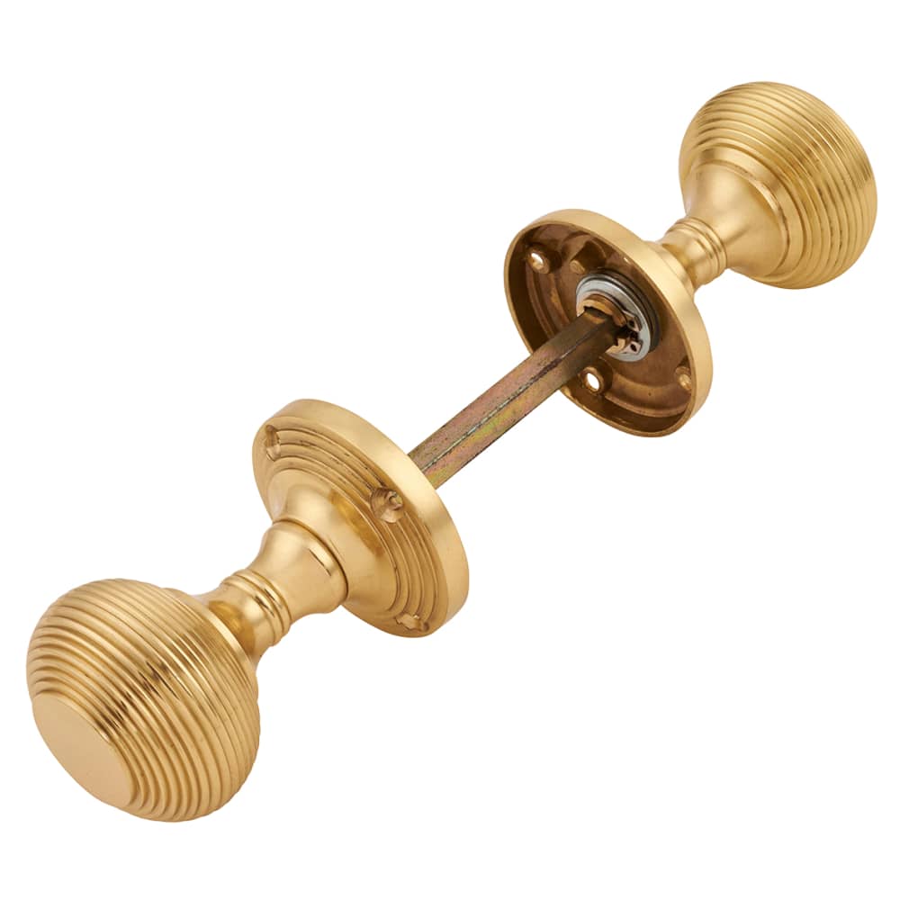 Altro Reeded Beehive Mortice Door Knob - 60mm Rose Diameter - Polished Brass