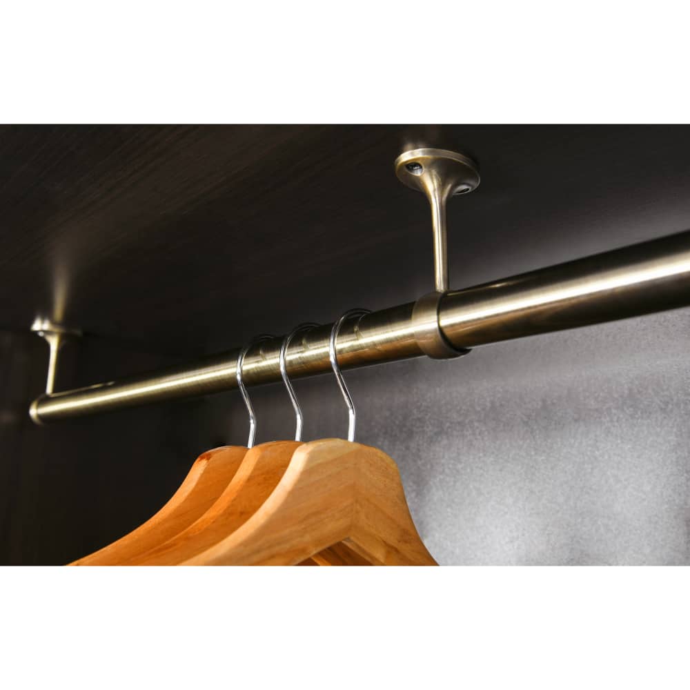 Rothley 25mm Curtain Pole / Wardrobe Hanging Rail - 1219mm Length - Antique Brass