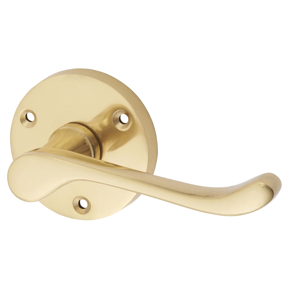Altro Victorian Scroll Door Handle on Rose - Polished Brass