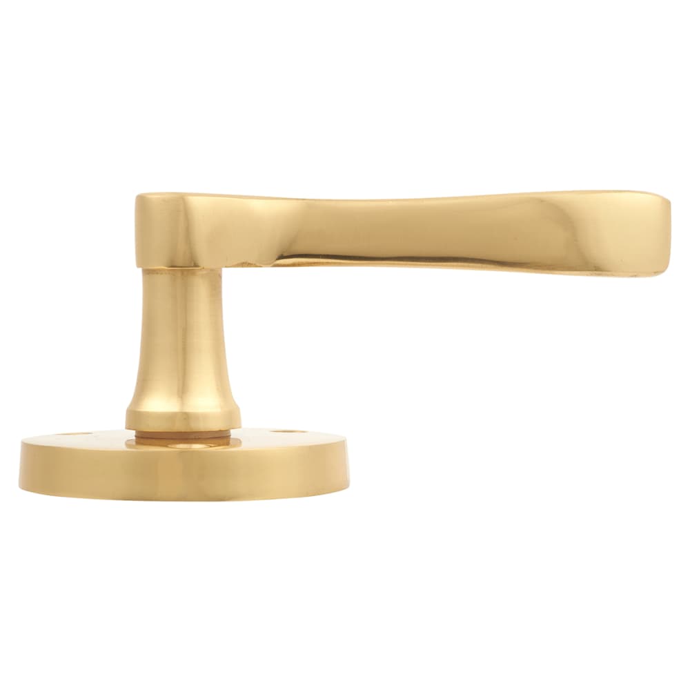 Altro Victorian Scroll Door Handle on Rose - Polished Brass