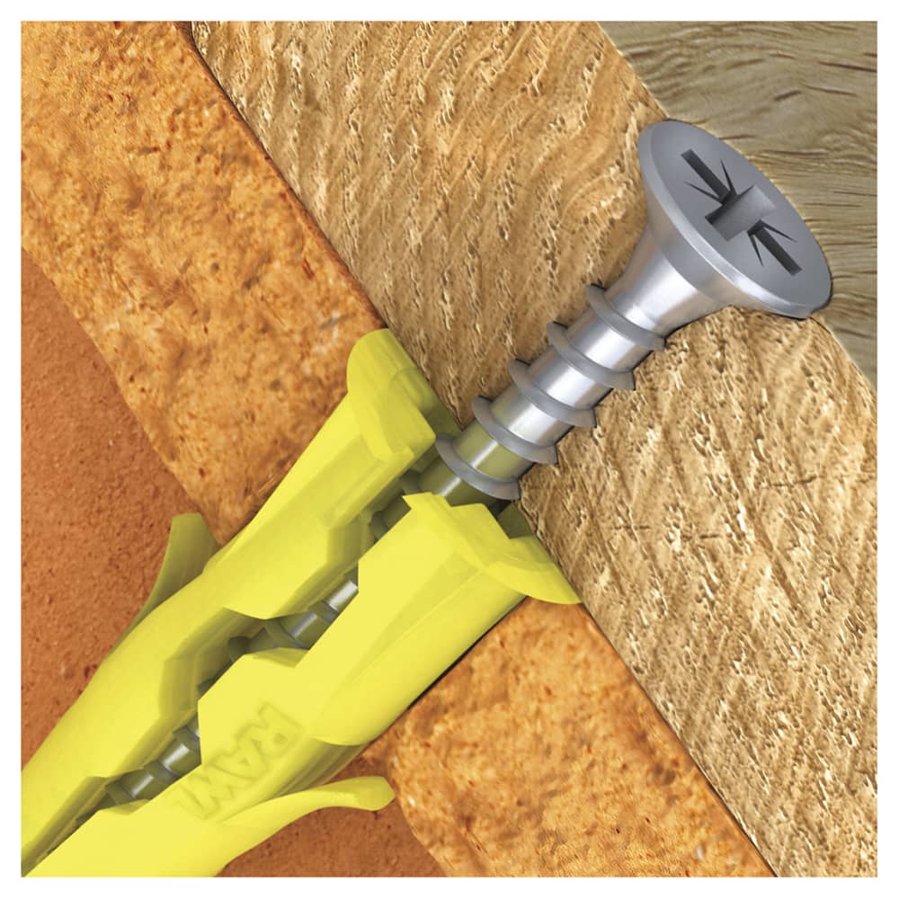 Rawlplug UNO Wall Plug - 5 x 24mm - Yellow - Pack of 1000
