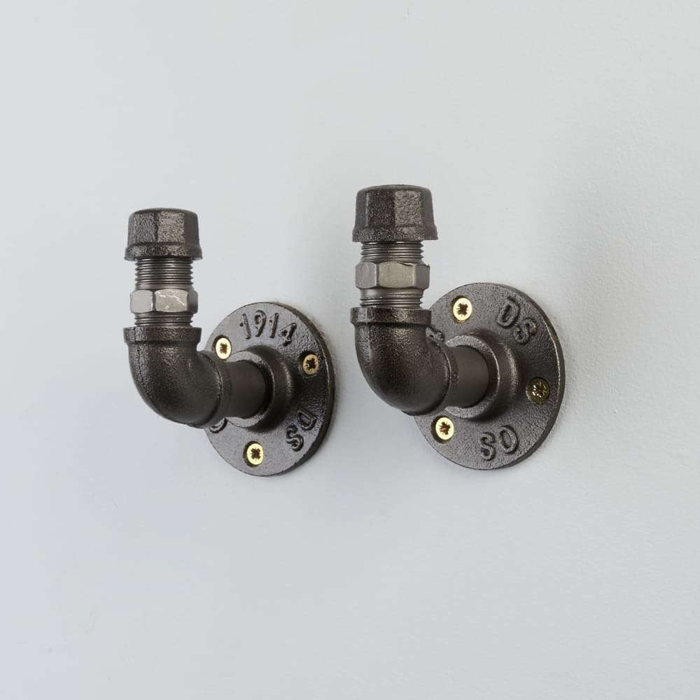 Altro 3/4" Pipe Style Coat Hooks - Grey - Pack of 2