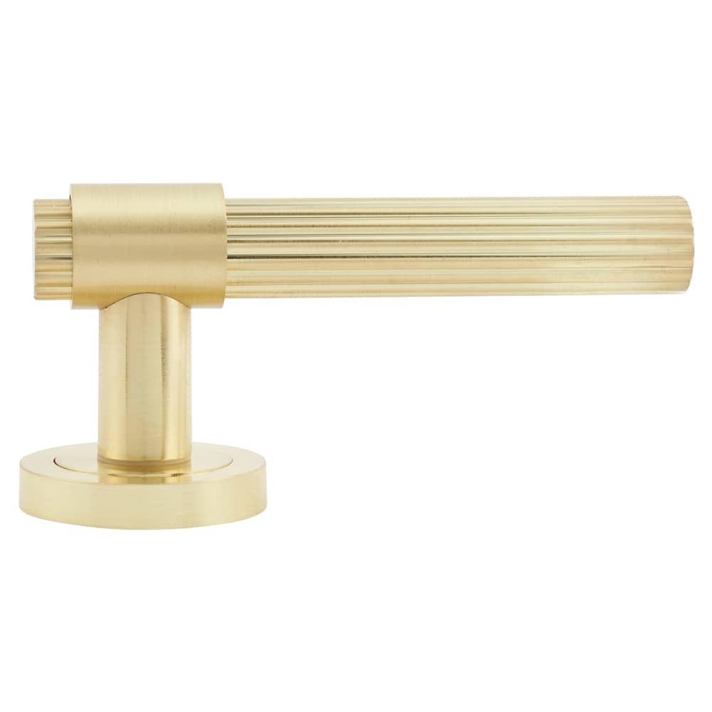 Hampstead Eva Lines Door Handle on Rose - Satin Brass 