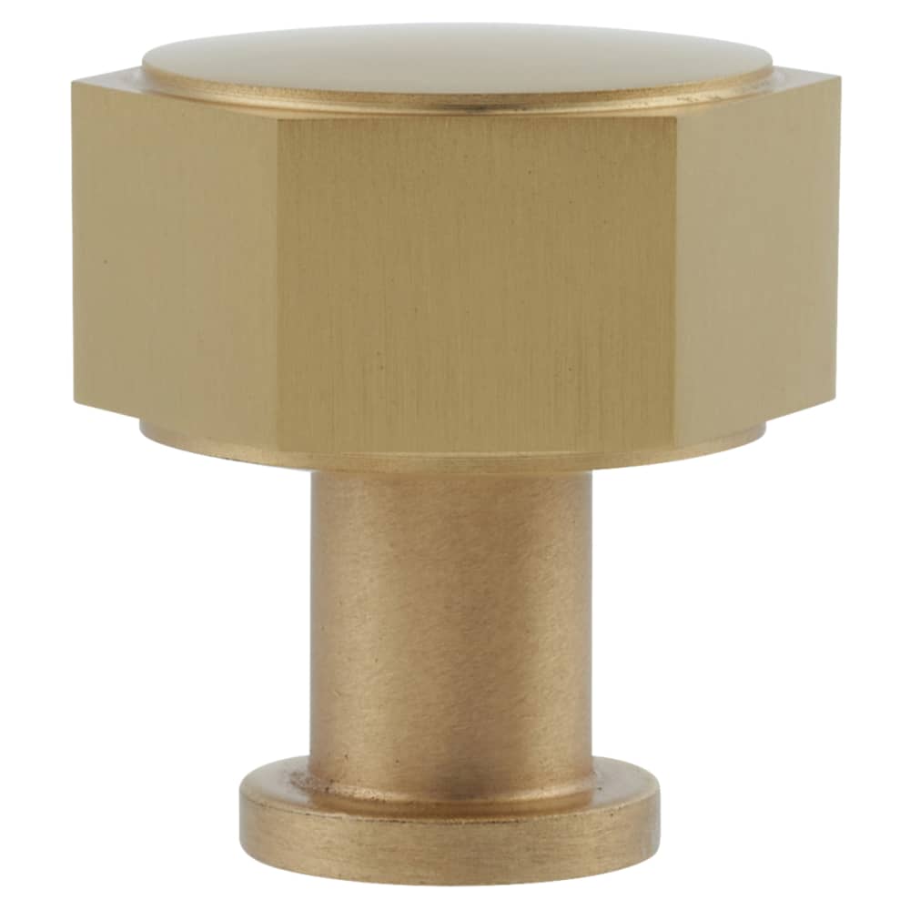 Alexander & Wilks Vesper Hex Cabinet Knob - 33mm Diameter - Satin Brass