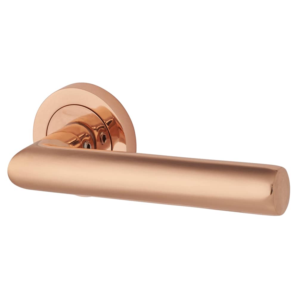 Altro Emily Door Handle on Rose - Polished Copper