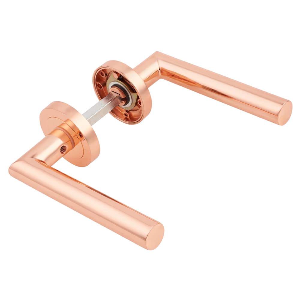 Altro Emily Door Handle on Rose - Polished Copper