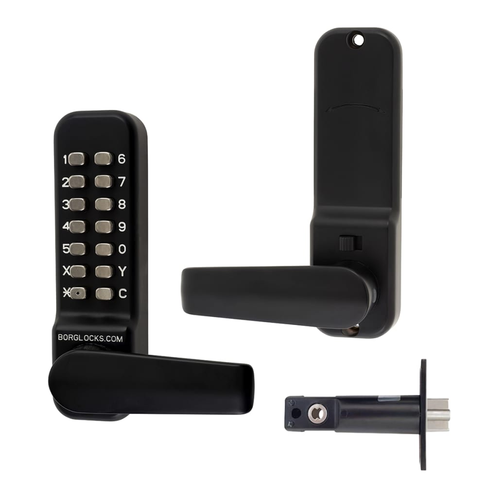 Borg BL4401 Easicode Pro External Marine Grade Push Button Code Lock and Latch - Holdback - Black
