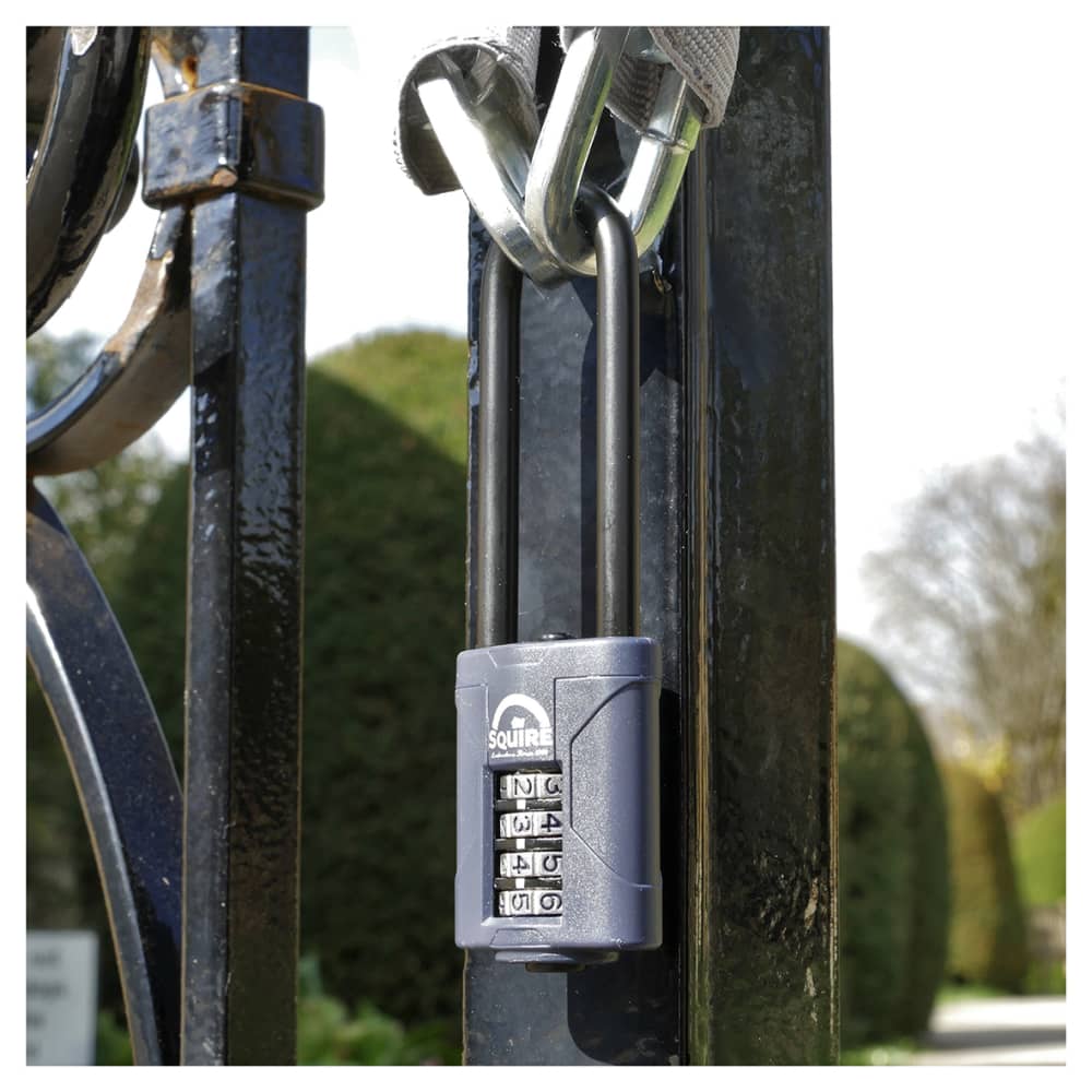 Squire Combination All Weather Extra Long Shackle Padlock - 40mm Body - 17 x 63mm Shackle - Blue