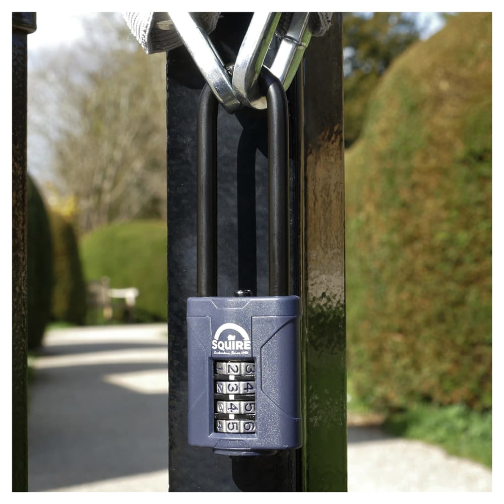 Squire Combination All Weather Extra Long Shackle Padlock - 40mm Body - 17 x 63mm Shackle - Blue