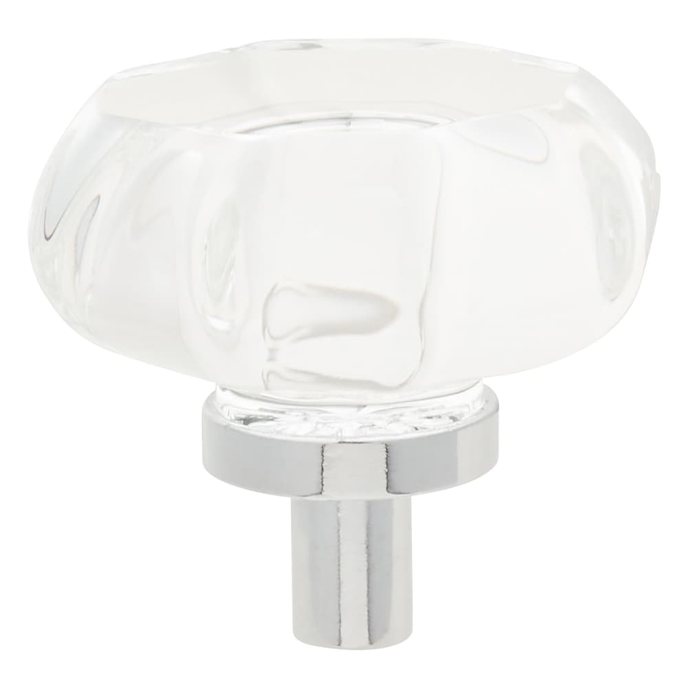 Altro Clear Glass Octagon Cabinet Knob - 32mm Diameter - Polished Chrome