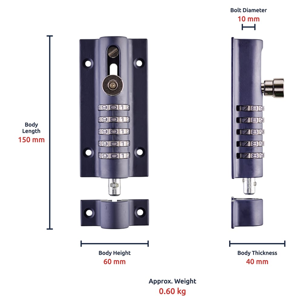 Squire CombiBolt 5 Combination Bolt - 150mm Length - Blue