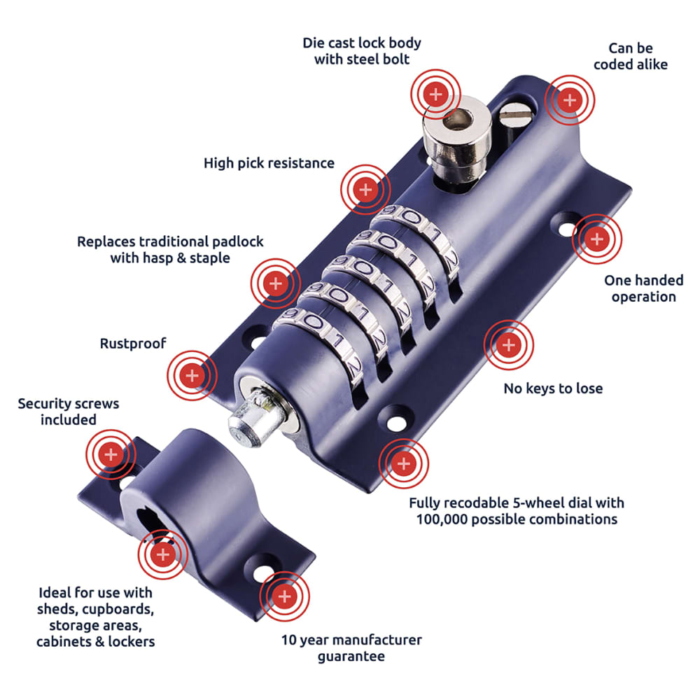 Squire CombiBolt 5 Combination Bolt - 150mm Length - Blue