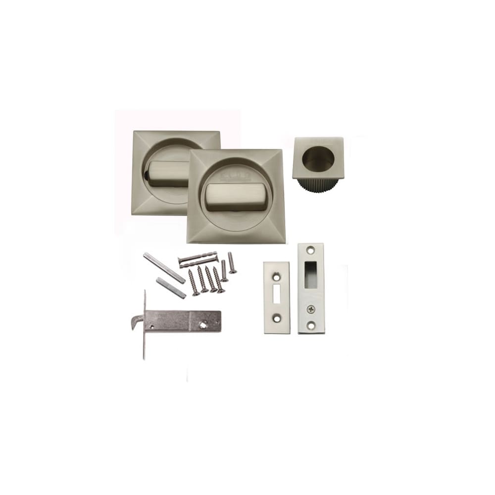Klug Square Flush Handle Set with Latch - Satin Nickel