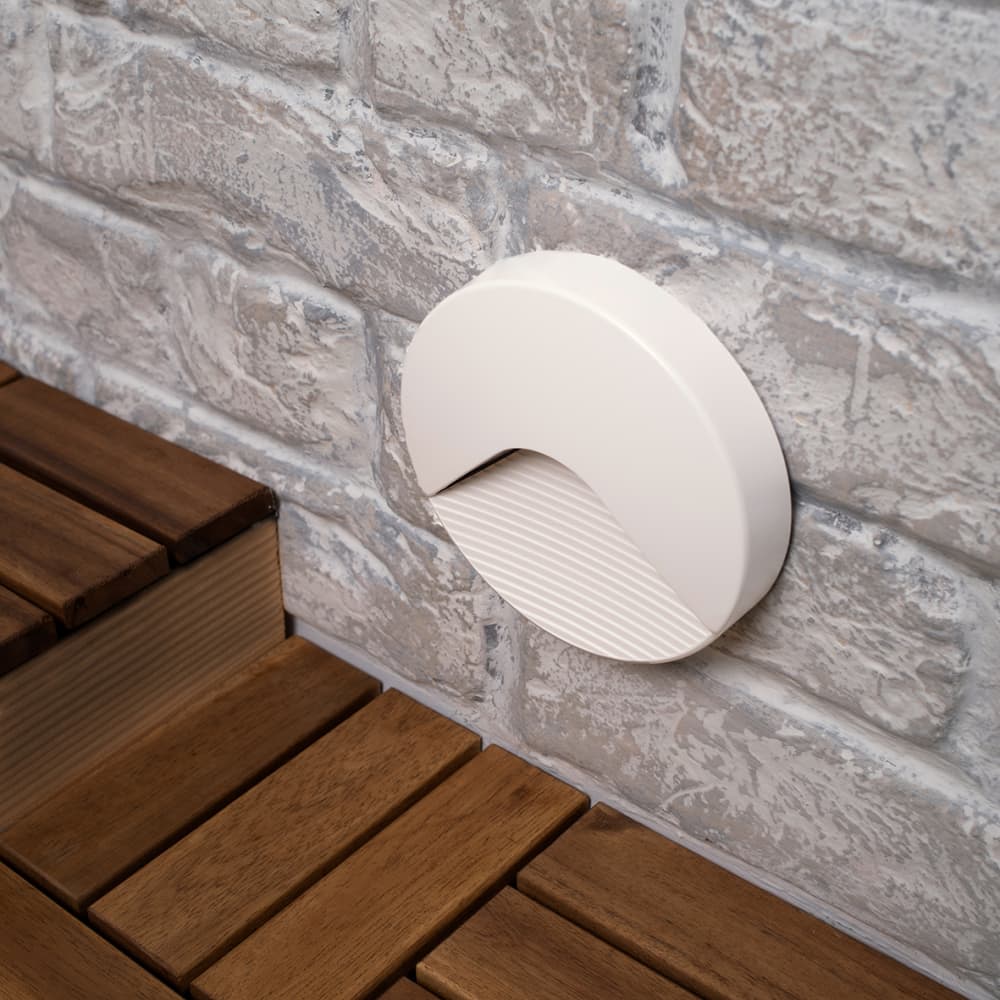 Touchpoint 2W LED Round Surface Outdoor Brick Light - IP65 - 3000K Warm White - White