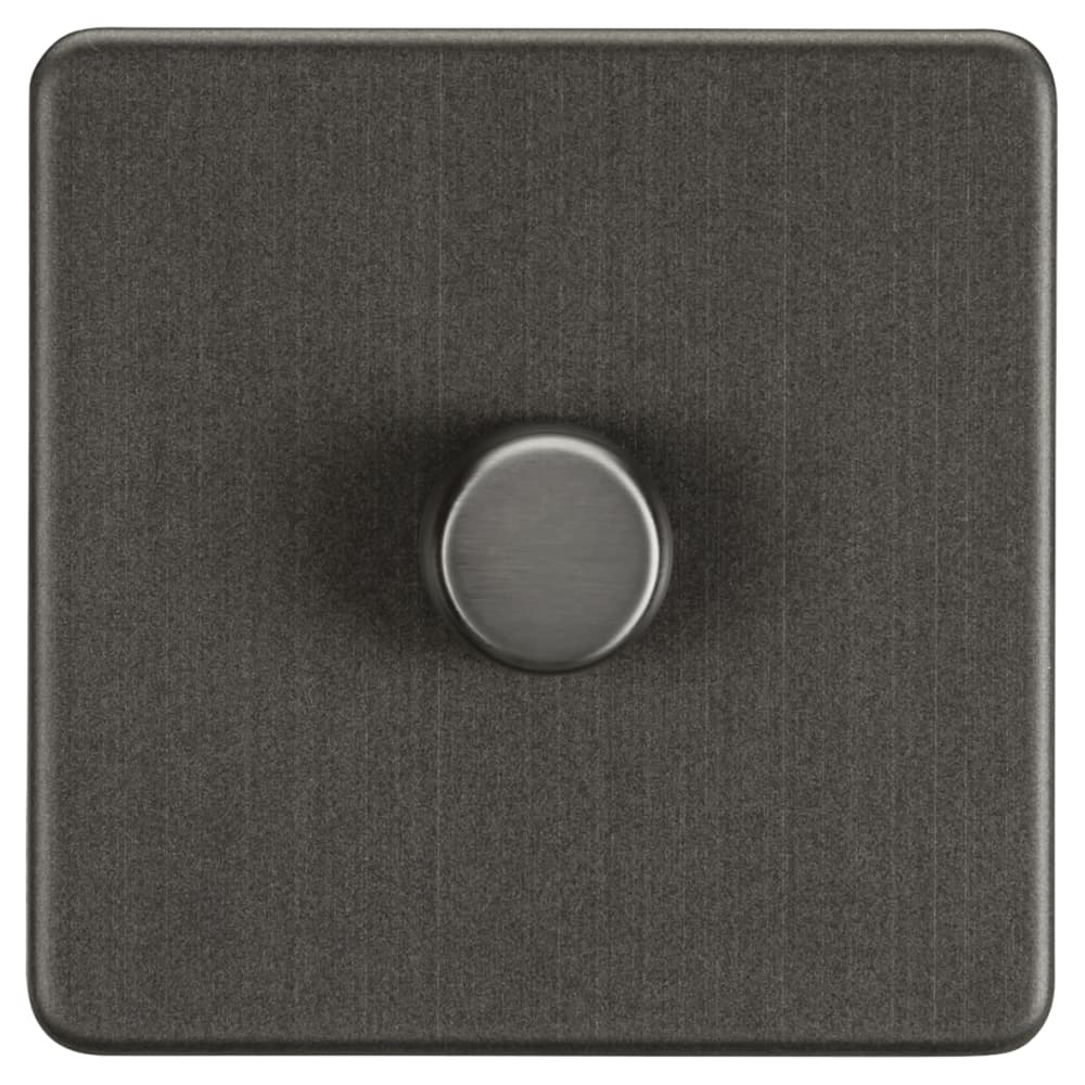 Knightsbridge 5-150W 1 Gang 2 Way Push On/Off Rotary Intelligent LED Dimmer Switch - Smoked Bronze