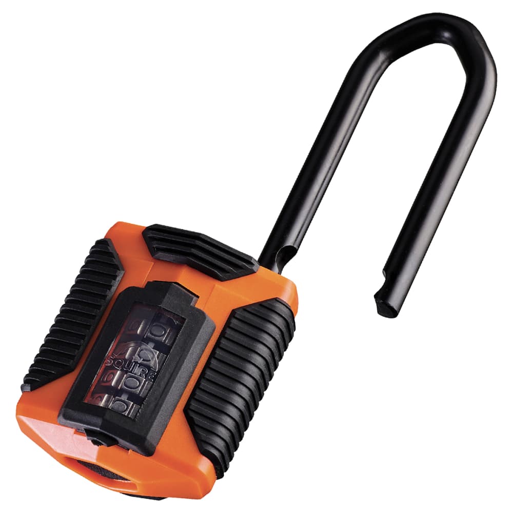 Squire All Weather Combination Long Shackle Padlock - 50mm Body - 62 x 23mm Shackle - Orange