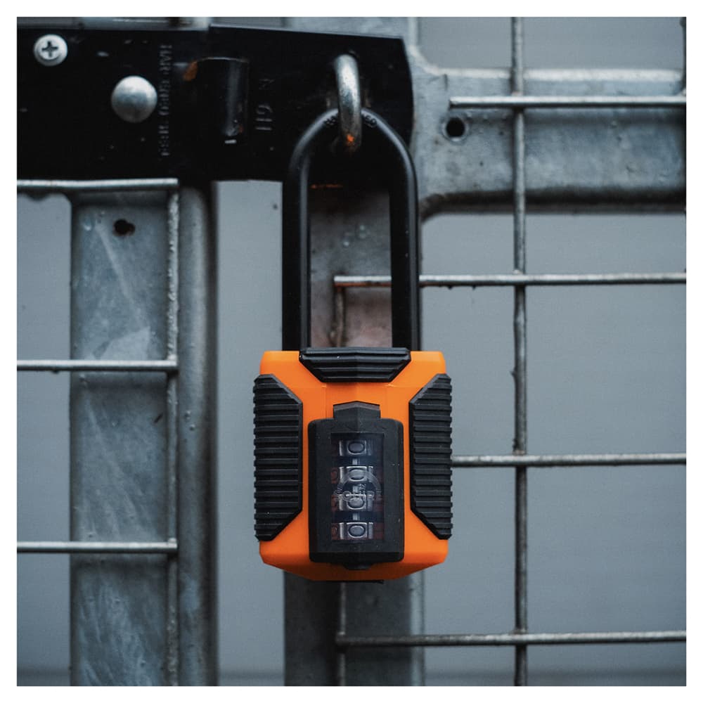 Squire All Weather Combination Long Shackle Padlock - 50mm Body - 62 x 23mm Shackle - Orange