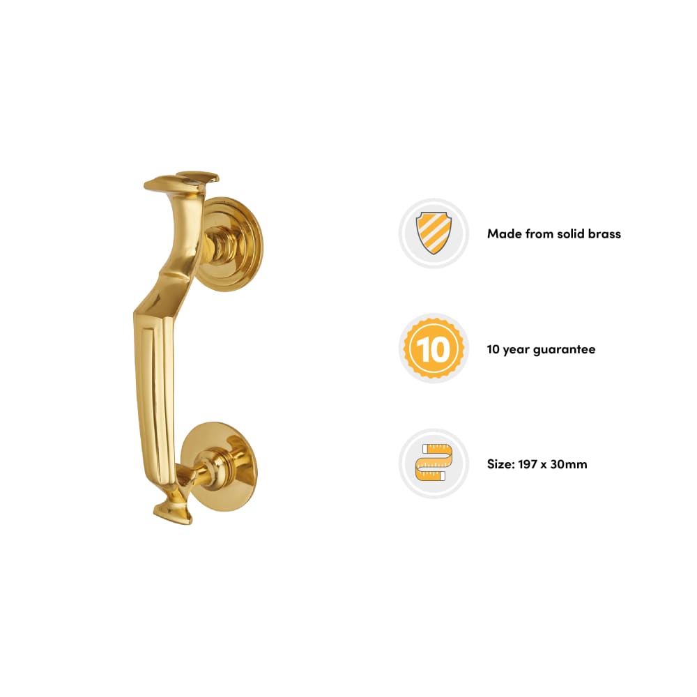 Altro Doctor Door Knocker - 197 x 30mm - Polished Brass