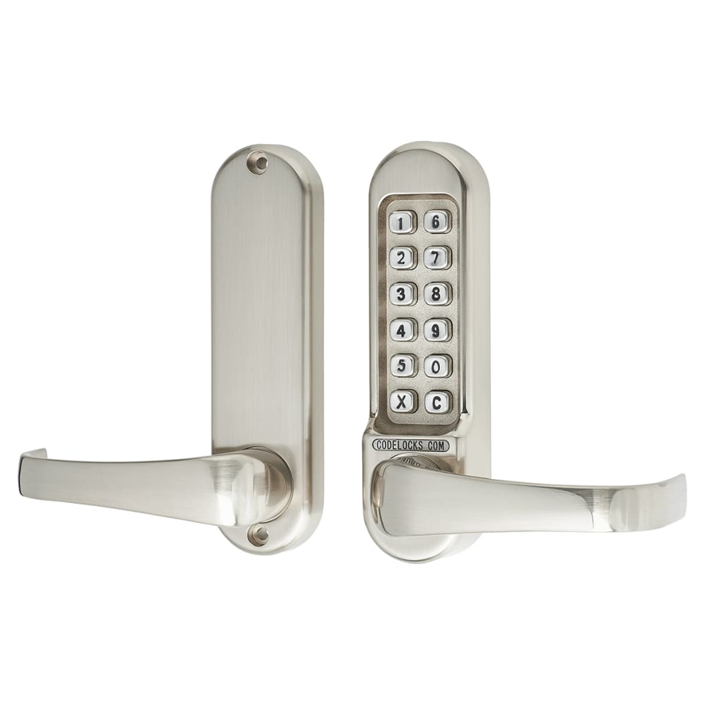 Codelocks CL510 Push Button Code Lock and Tubular Latch with Intumescent - Stainless Steel