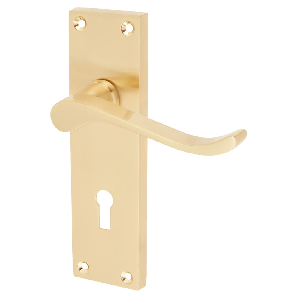 Touchpoint Mia Budget Scroll Lock Door Handle - Keyhole - 153 x 42mm - Satin Brass