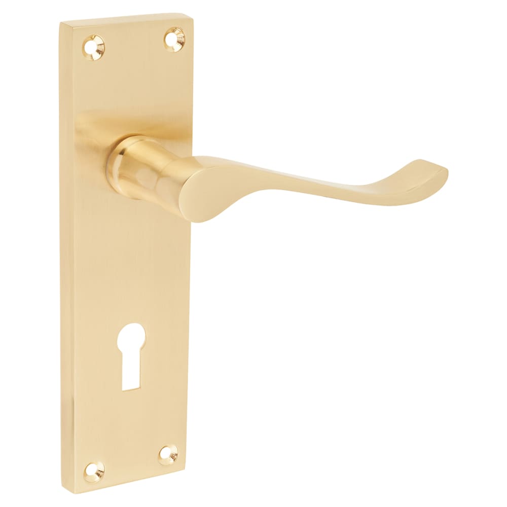 Touchpoint Mia Budget Scroll Lock Door Handle - Keyhole - 153 x 42mm - Satin Brass