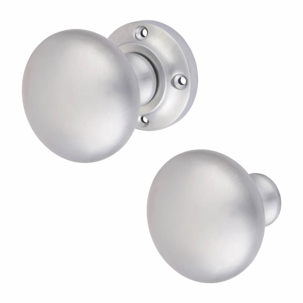 Altro Round Rim Door Knob - 57mm Rose Diameter - Satin Chrome 