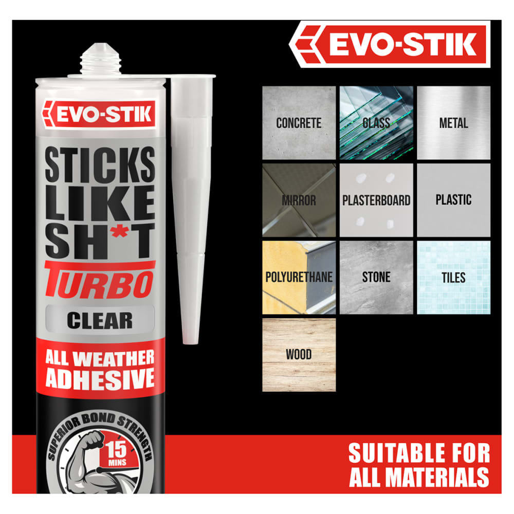 Evo-Stik Sticks Like Sh*t Turbo - Solvent Free - 290ml - Clear
